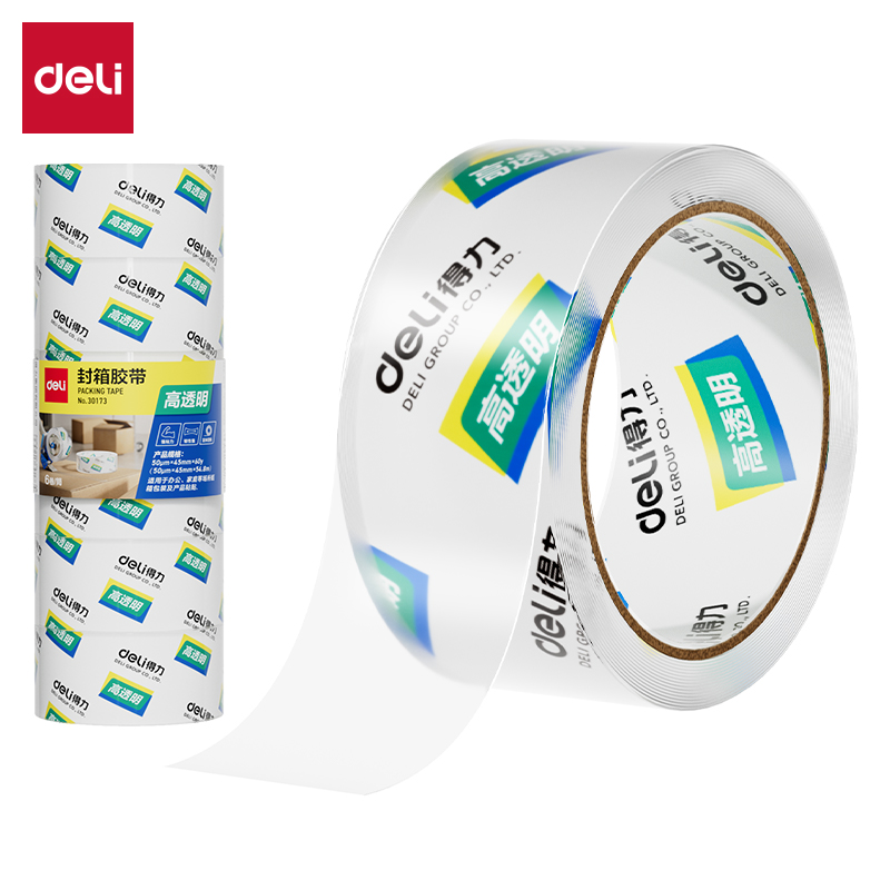 得力30173封箱膠帶45mm*60y*50um(6卷/筒)(高透)