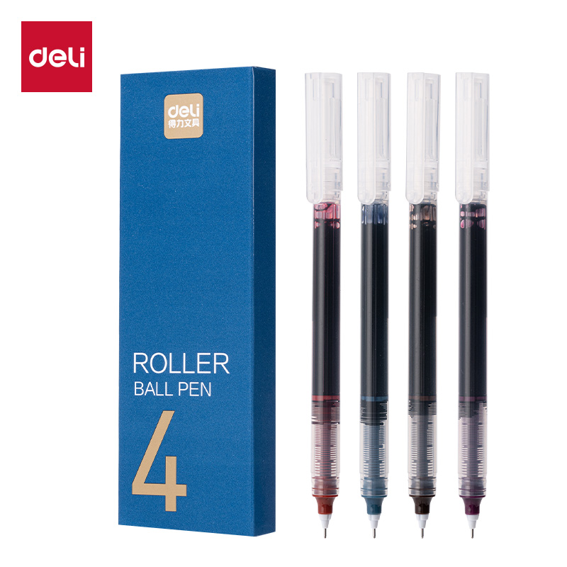 得力S1726直液式走珠筆0.5mm全針管(混)(4支/盒)
