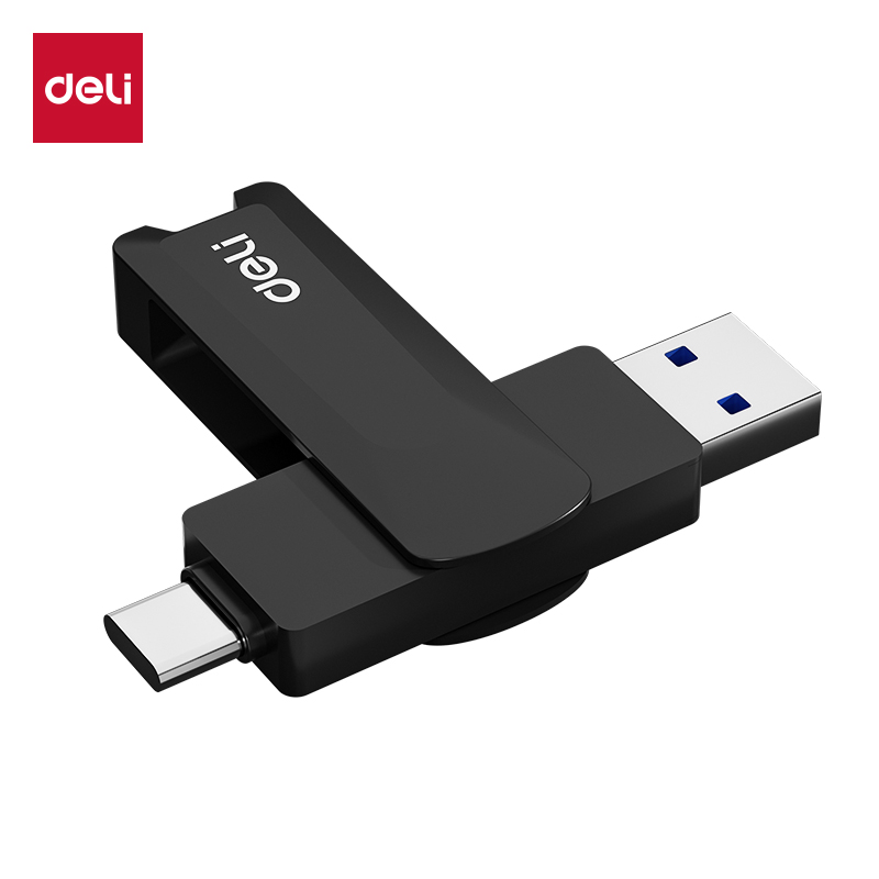 得力USB3.2雙頭U盤LS331-128G(黑)（只）