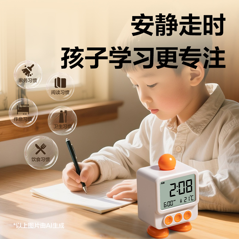 得力LE132時(shí)鐘-鬧鐘(黃)(臺(tái))