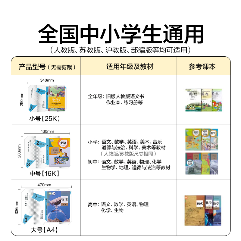 得力VM431真透明分段貼包書膜22張套裝(混)(包)