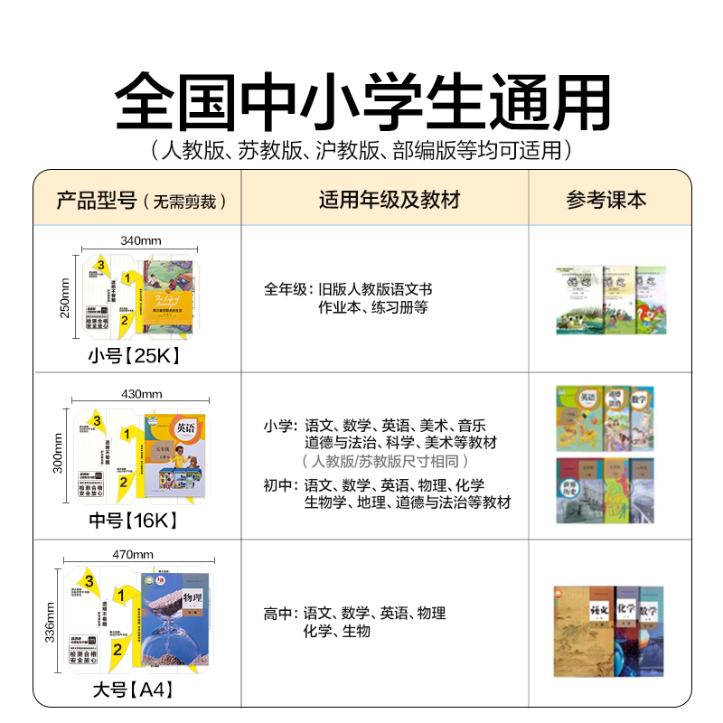 得力VM434-A4真透明分段貼包書膜10張(混)(包)