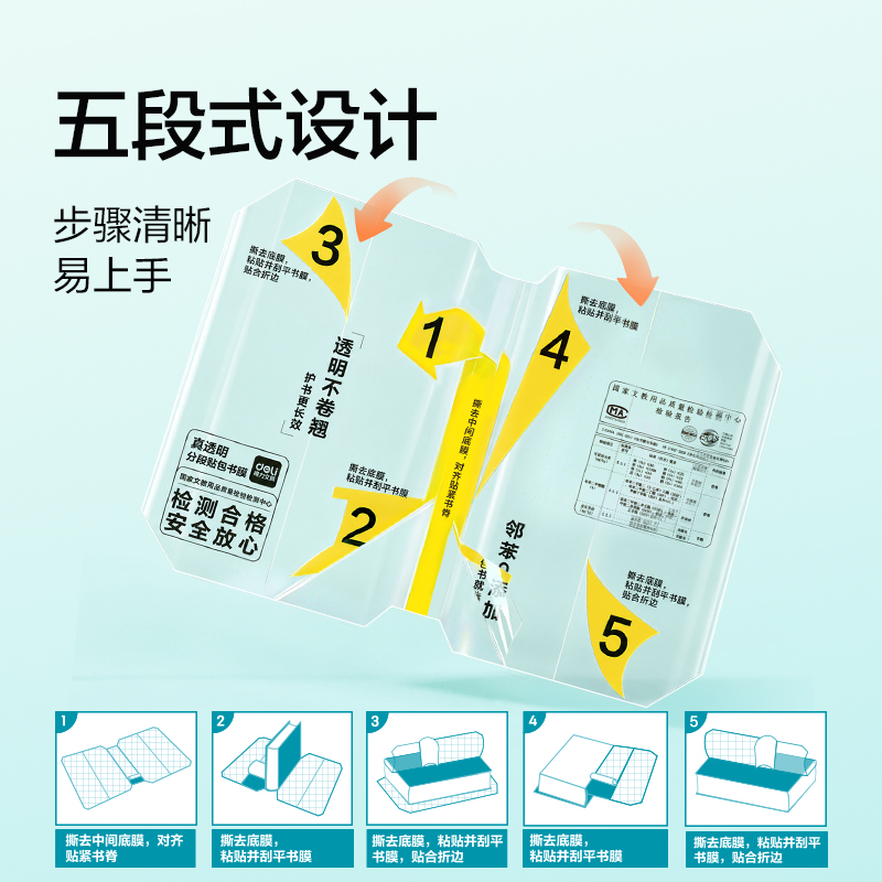 得力VM433真透明分段貼包書膜22張套裝(混)(包)