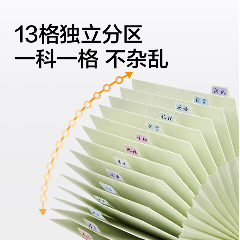得力PM369_水果橫式13格風琴包(綠)(個)