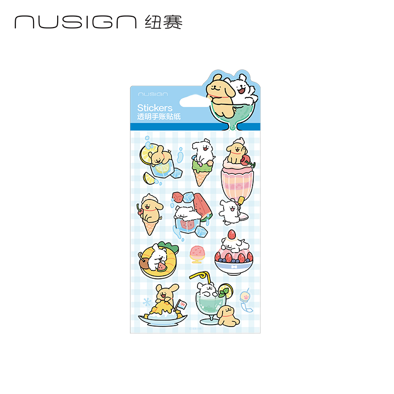紐賽線條小狗NS366-D透明手賬貼紙(藍/袋)(張)